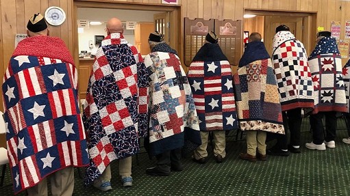 The Quilts of Valor Program offers comforting quilts to veterans of all wars. Join us on the first and third Monday of every month until Veteran's Day to participate. Click for more info.